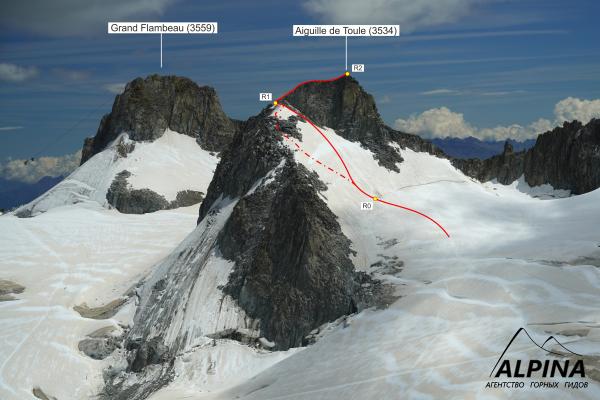 Aiguille de Toule (3534) по западному склону